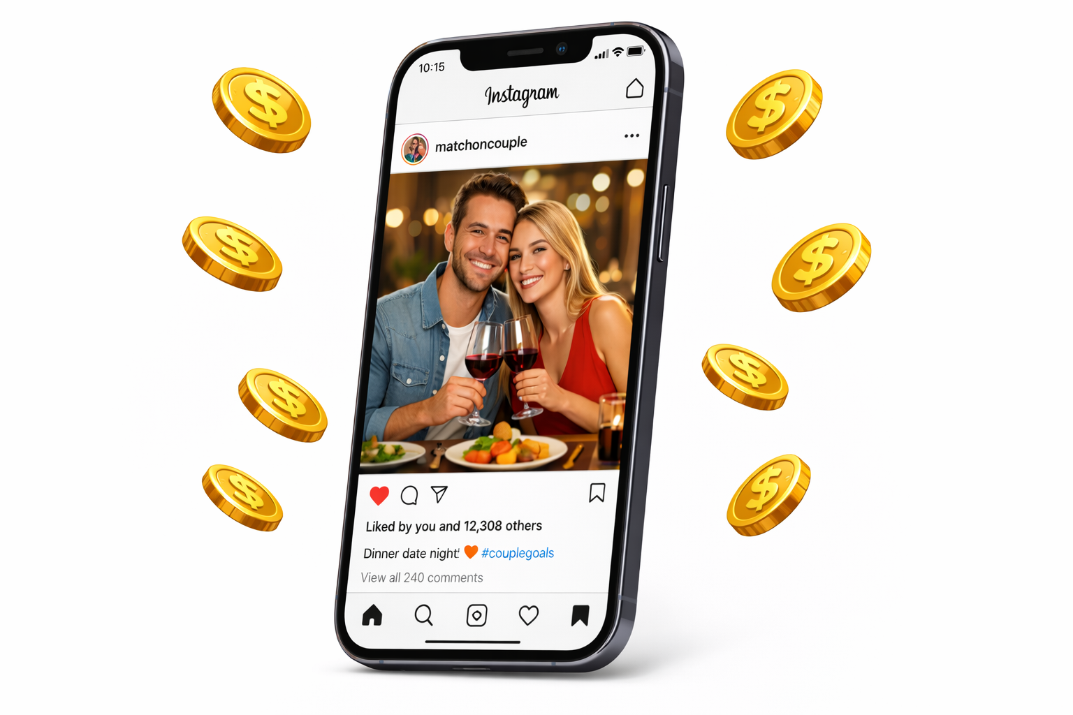 Instagram post showing a couple on a date