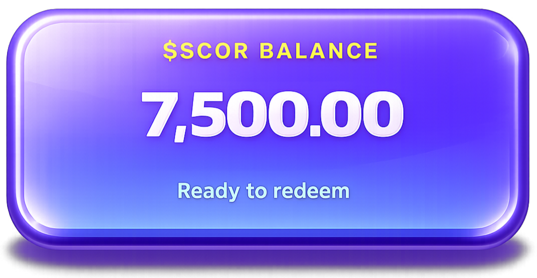 $SCOR balance card showing 7,500.00